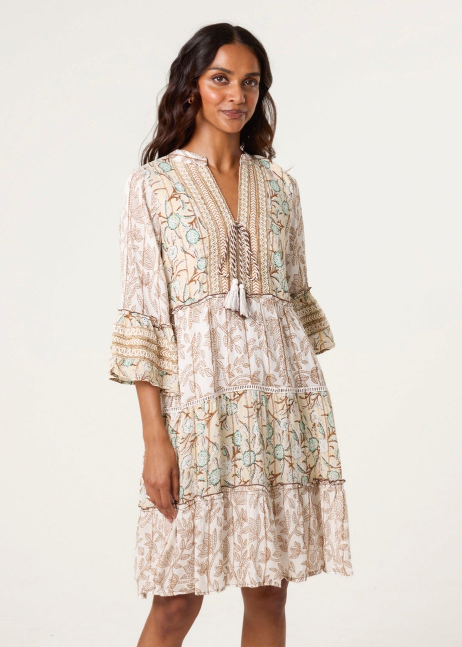 Blue Vanilla Stone Embellished Tie Front Dress