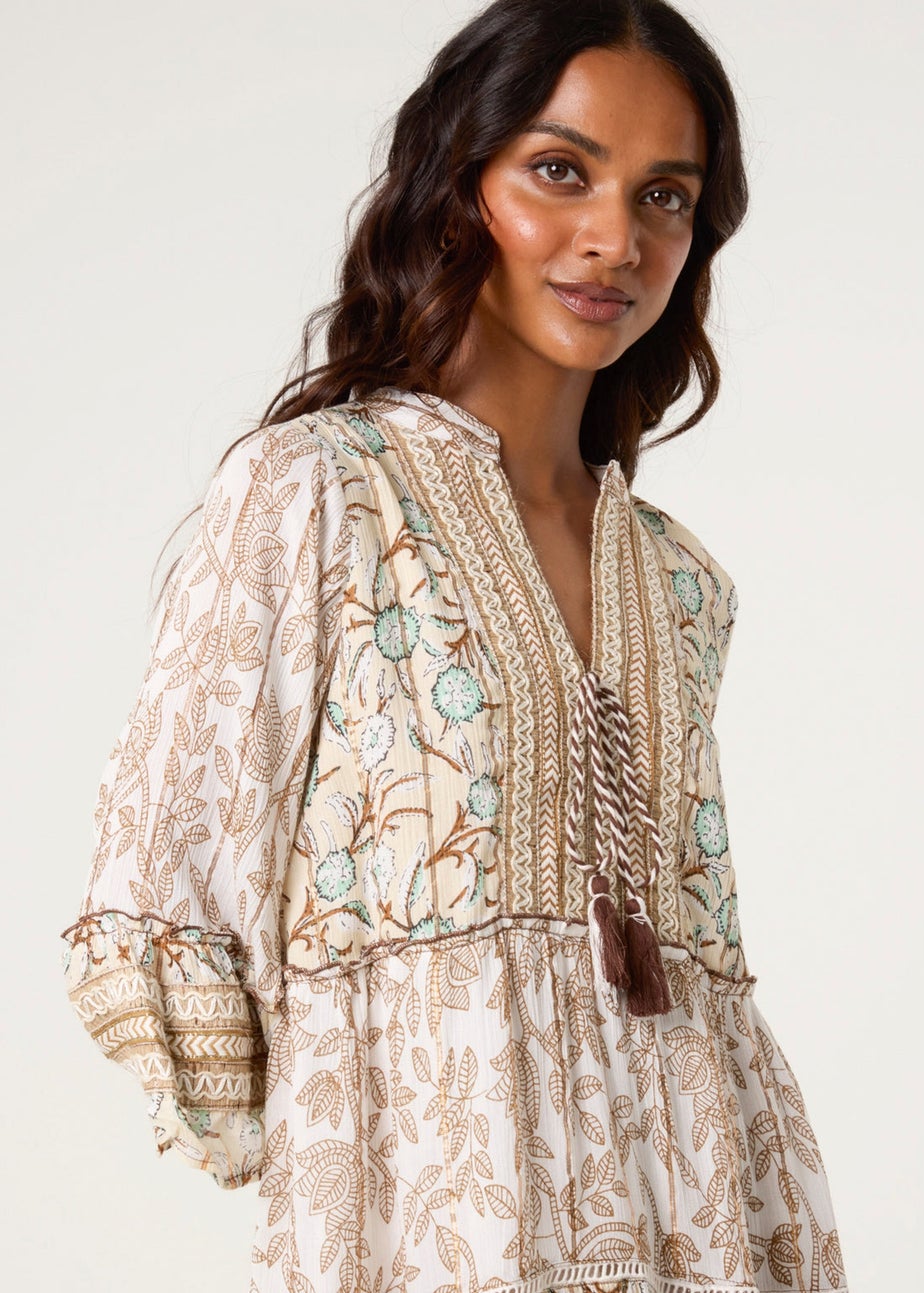 Blue Vanilla Stone Embellished Tie Front Dress