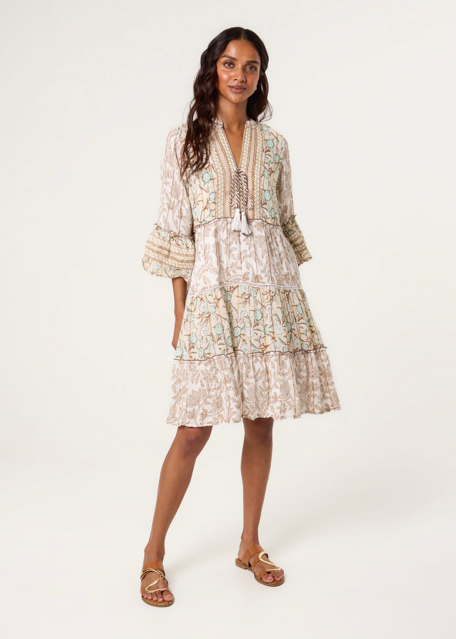 Blue Vanilla Stone Embellished Tie Front Dress