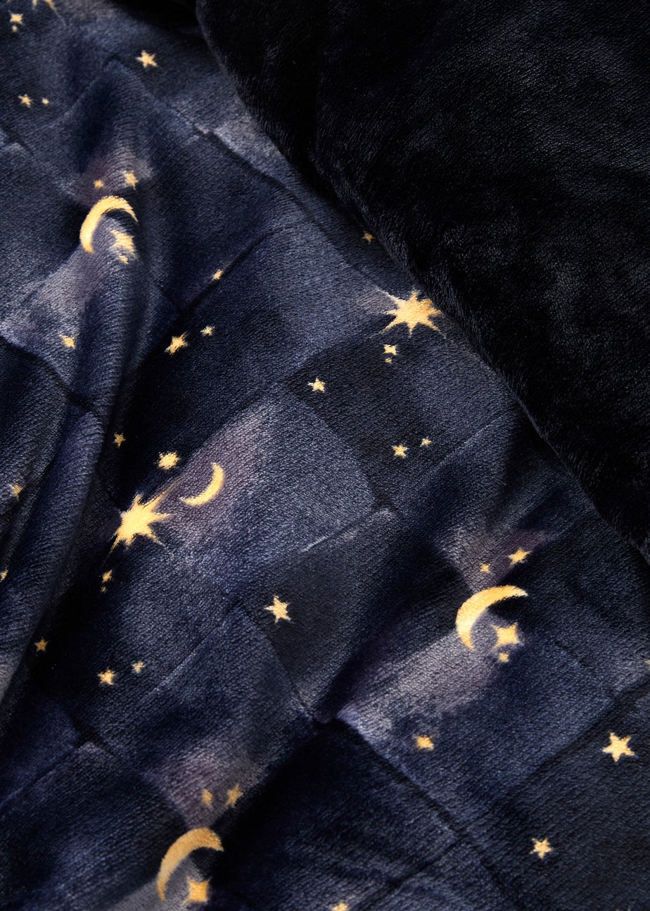 Fusion Cosmic Star Reversible Fleece Navy Duvet Cover Set