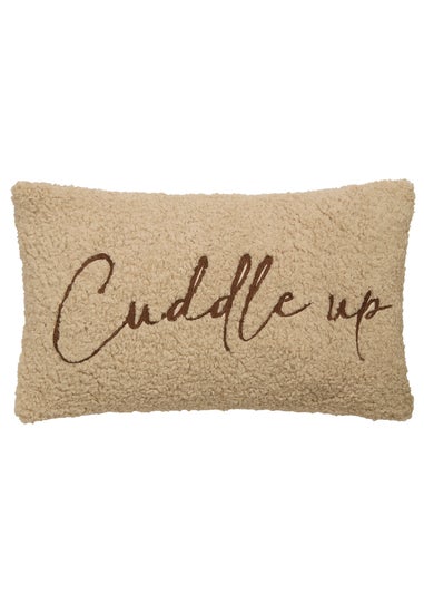 Fusion Cuddle up Cushion Fleece Natural Rectangular Filled Cushion