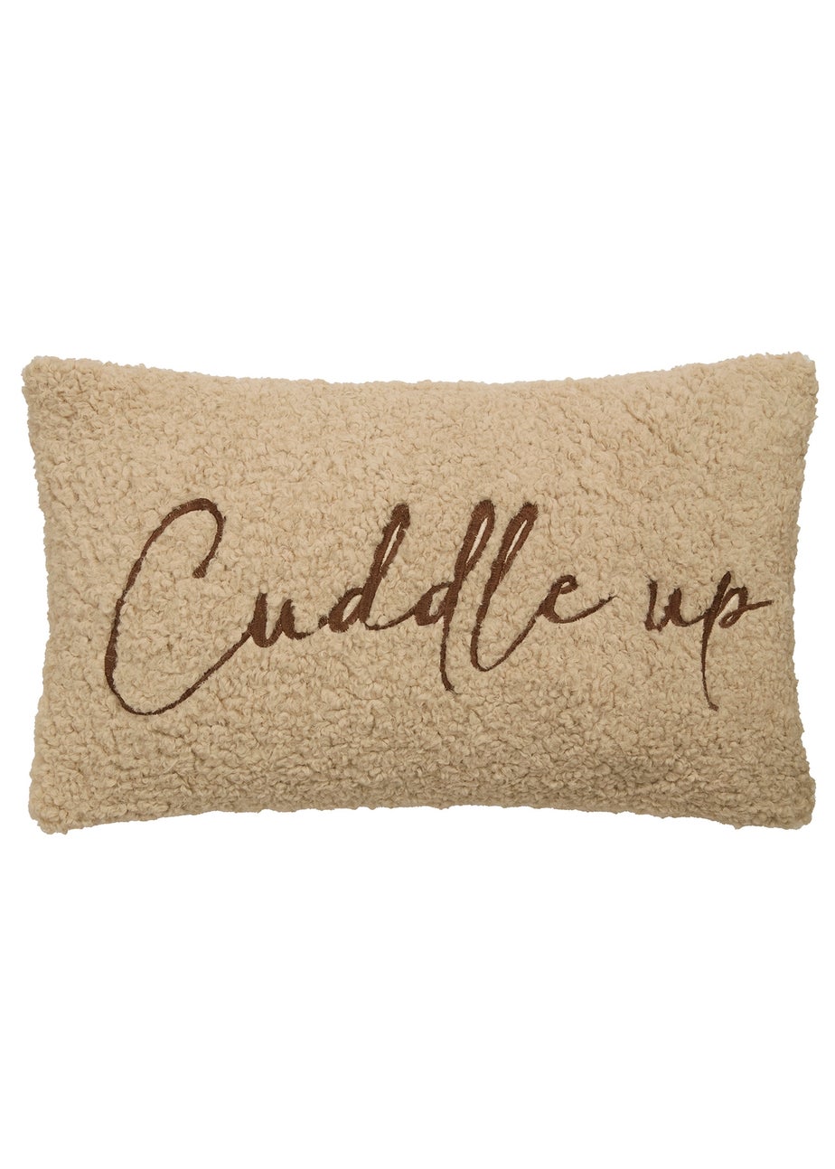 Fusion Cuddle up Cushion Fleece Natural Rectangular Filled Cushion