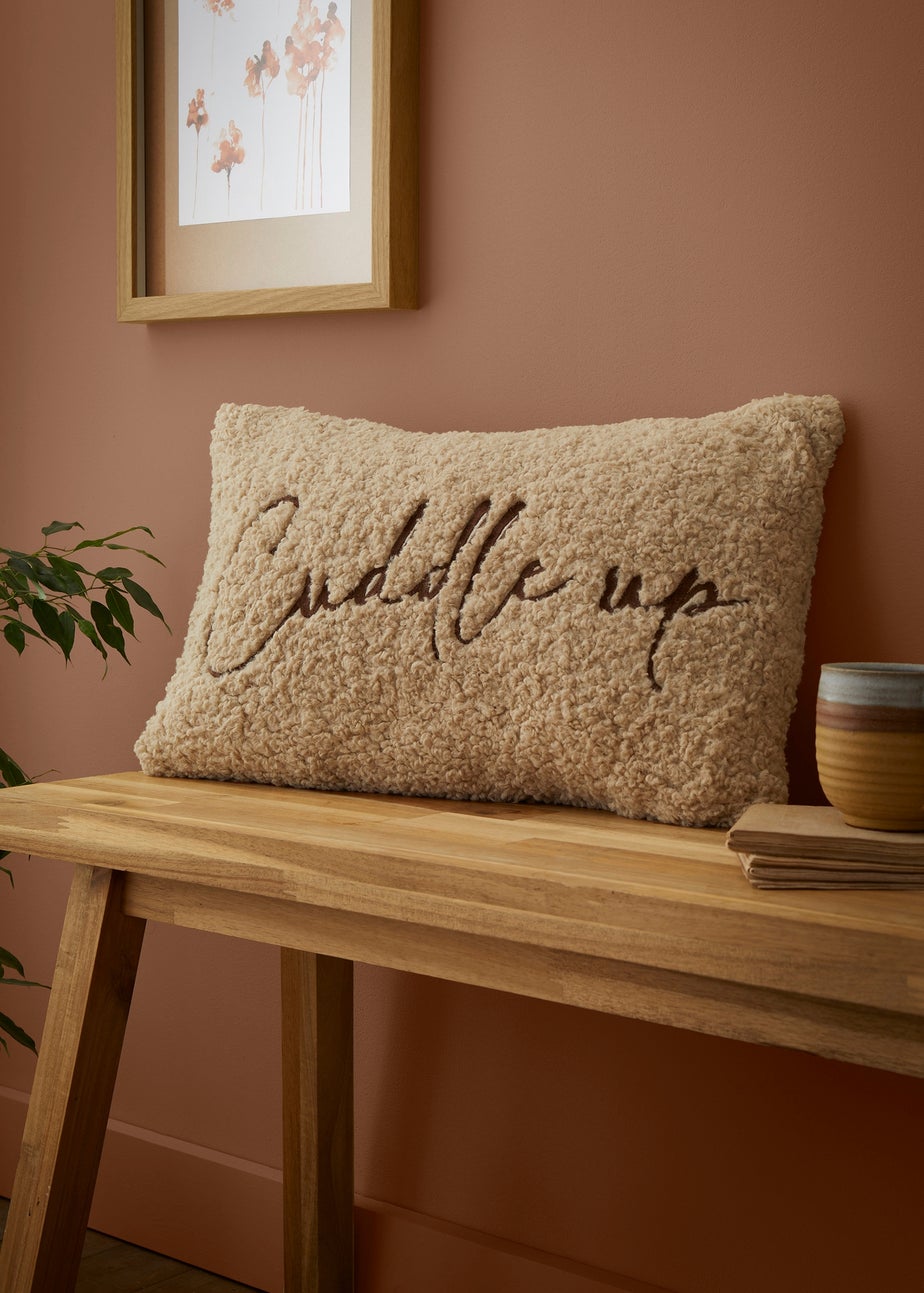 Fusion Cuddle up Cushion Fleece Natural Rectangular Filled Cushion