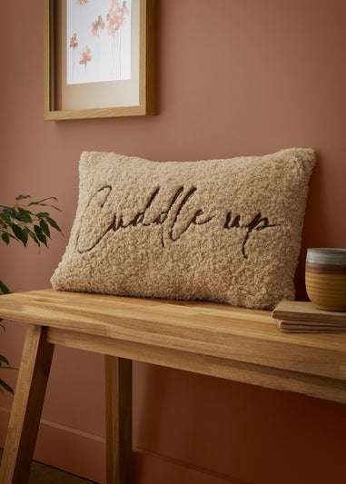 Fusion Cuddle up Cushion Fleece Natural Rectangular Filled Cushion