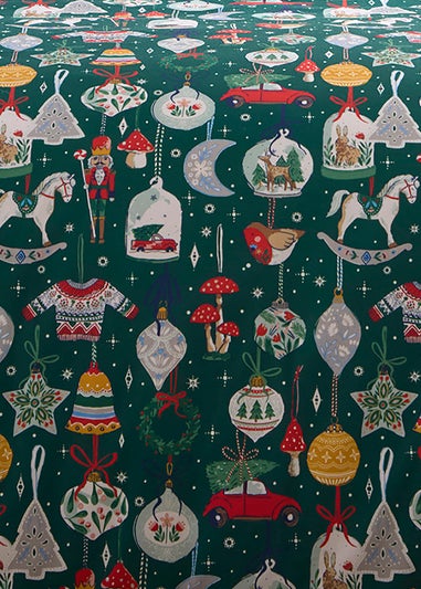 Fusion Christmas Ornaments Reversible Green Duvet Cover Set