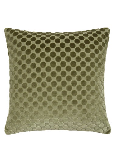 Soiree Velvet Spot Velvet Green Filled Cushion