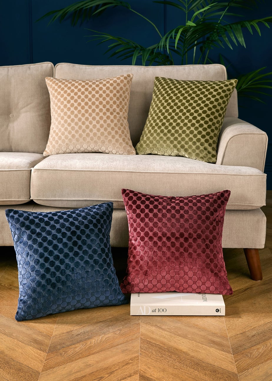 Soiree Velvet Spot Velvet Green Filled Cushion