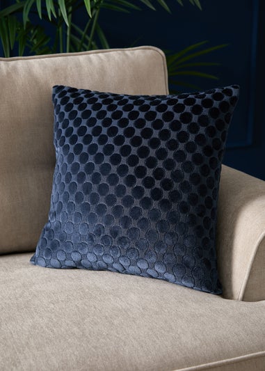 Soiree Velvet Spot Velvet Navy Filled Cushion