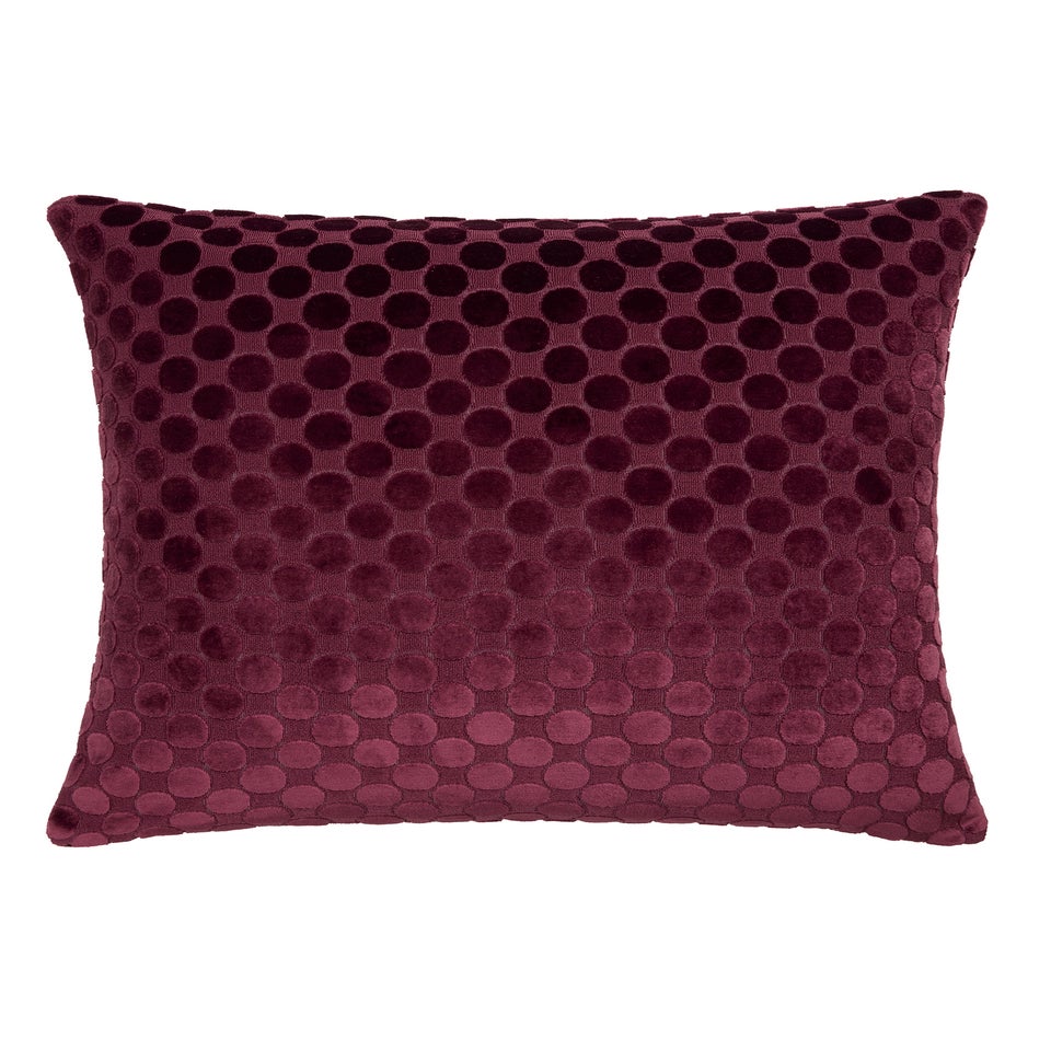Soiree Velvet Spot Velvet Burgundy Filled Cushion