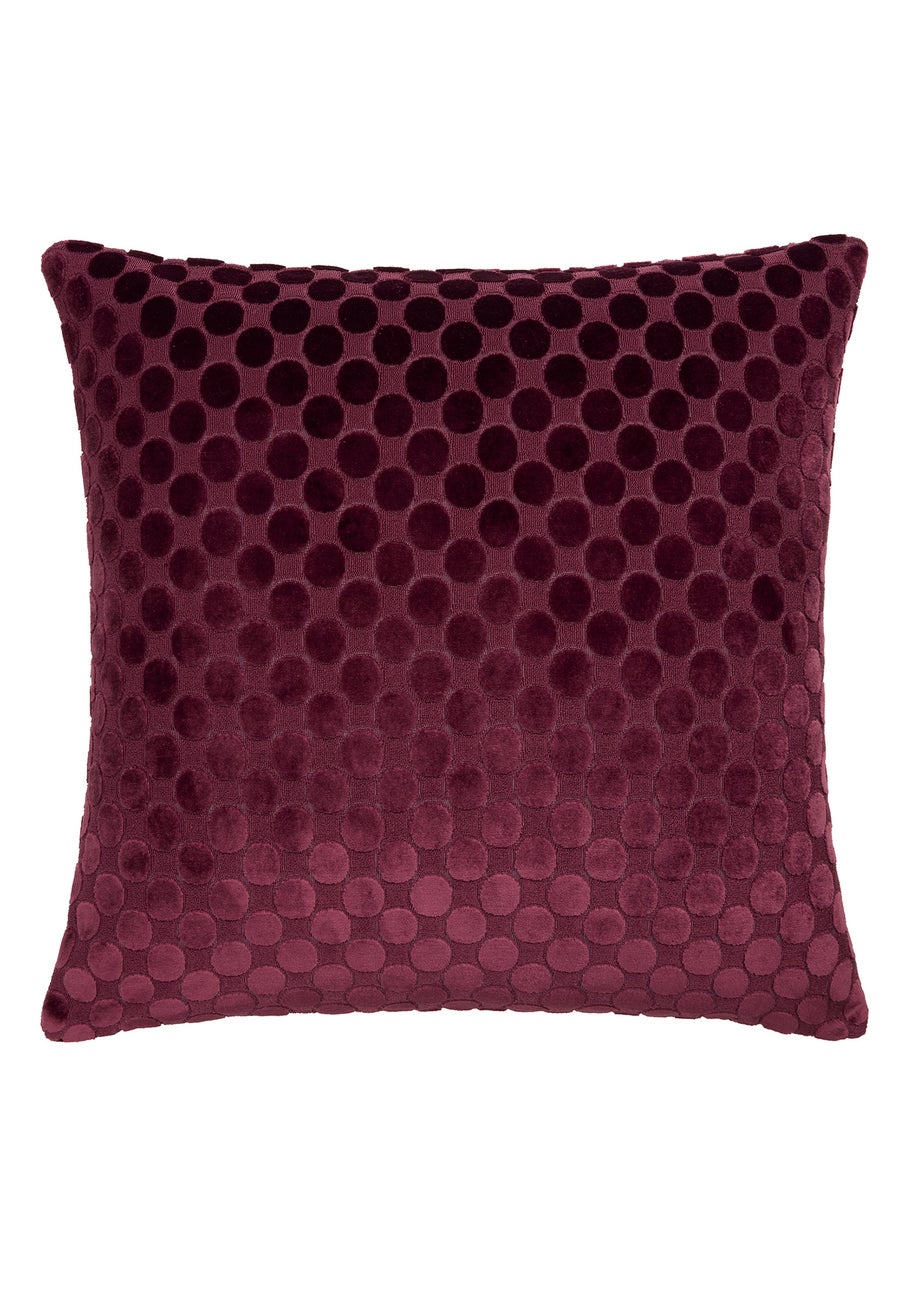 Soiree Velvet Spot Velvet Burgundy Filled Cushion