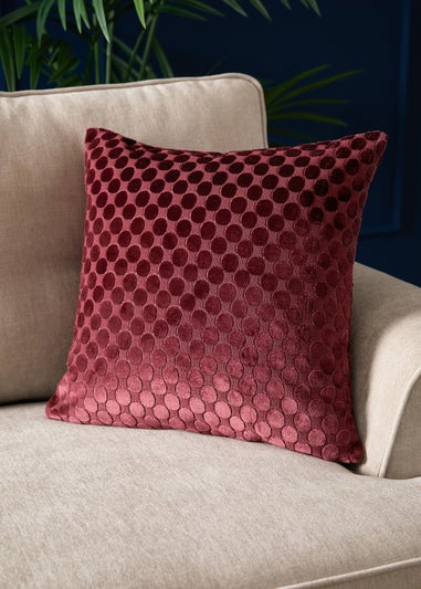 Soiree Velvet Spot Velvet Burgundy Filled Cushion