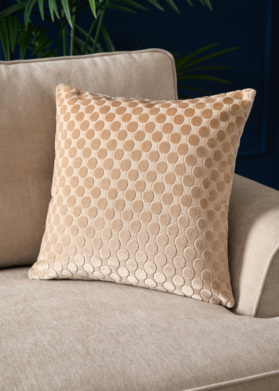 Soiree Velvet Spot Velvet Natural Filled Cushion