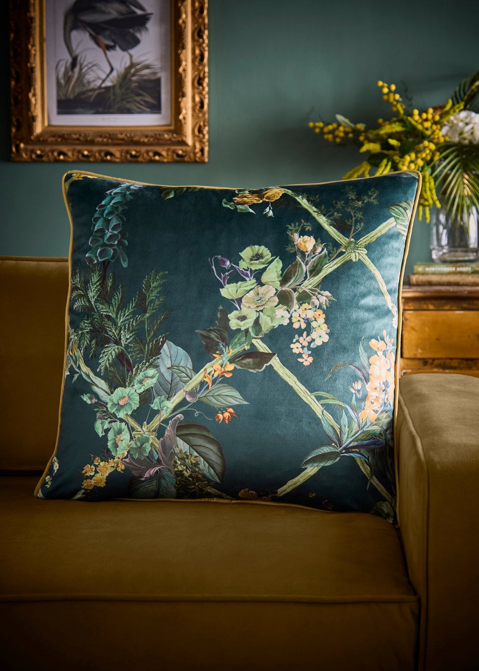 Laurence Llewelyn-Bowen Cotswold Fantasia Dawn Green Large Filled Cushion