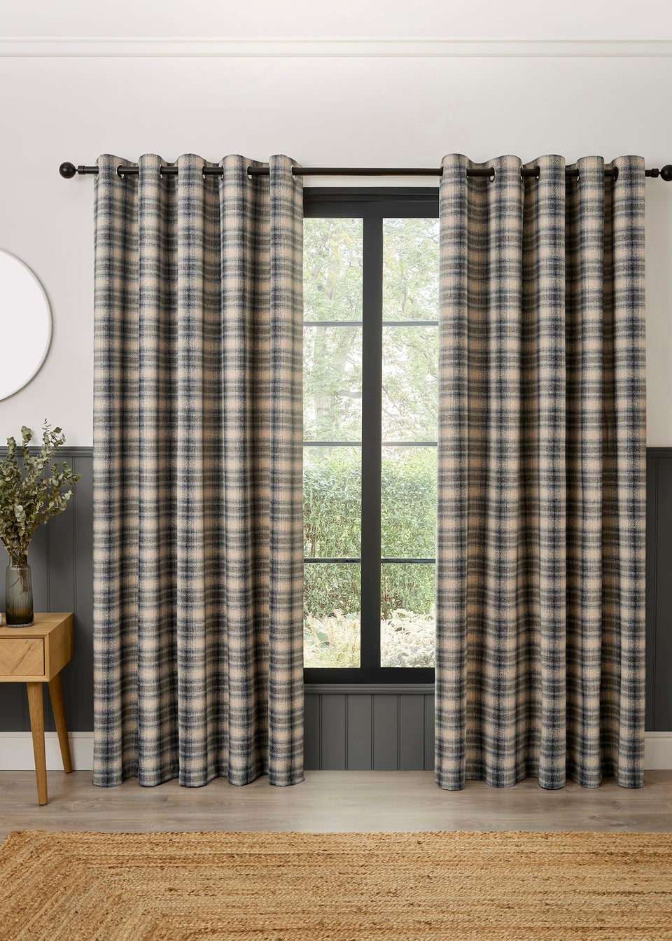 Curtina Everett Jacquard Heavyweight Grey Eyelet Curtains