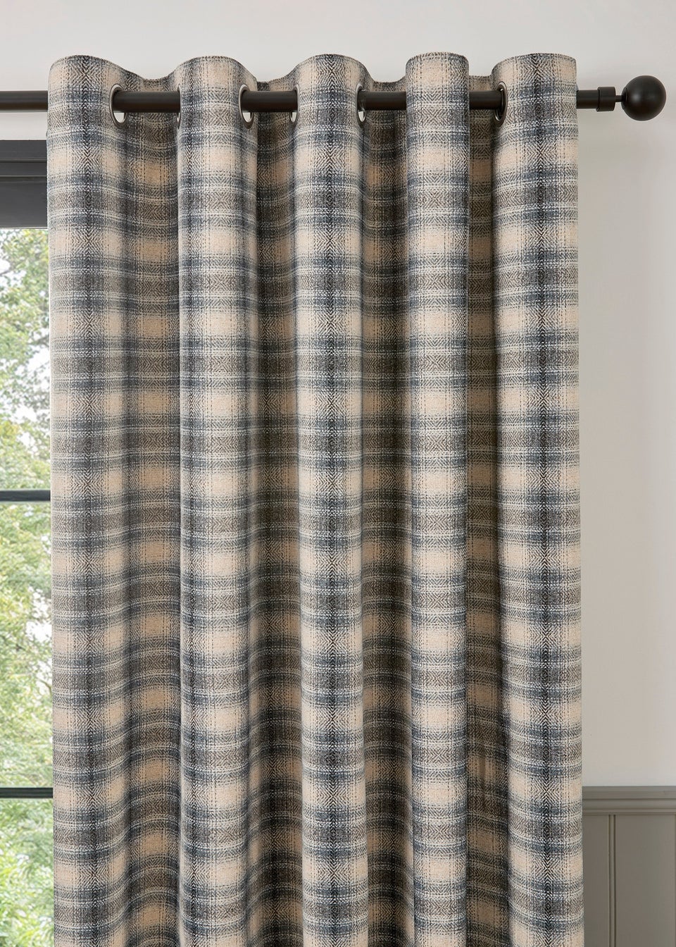 Curtina Everett Jacquard Heavyweight Grey Eyelet Curtains