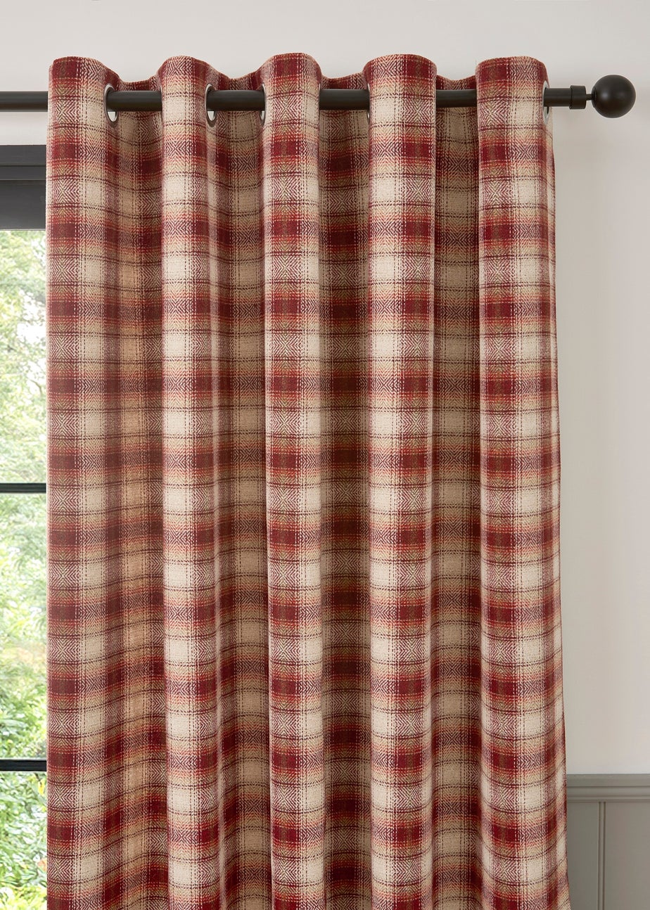 Curtina Everett Jacquard Heavyweight Red Eyelet Curtains