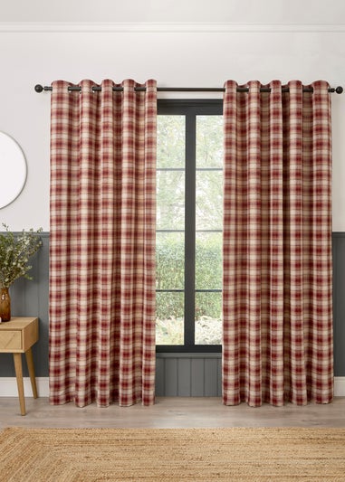 Curtina Everett Jacquard Heavyweight Red Eyelet Curtains