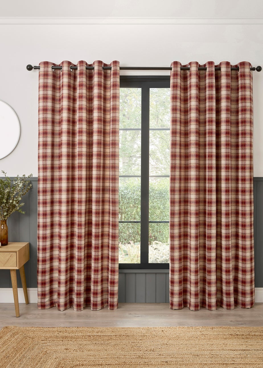 Curtina Everett Jacquard Heavyweight Red Eyelet Curtains