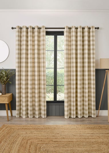 Curtina Everett Jacquard Heavyweight Natural Eyelet Curtains