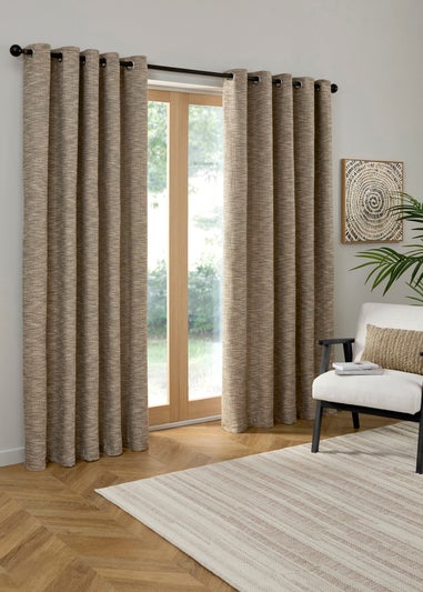 Curtina Talon Jacquard Heavyweight Natural Eyelet Curtains