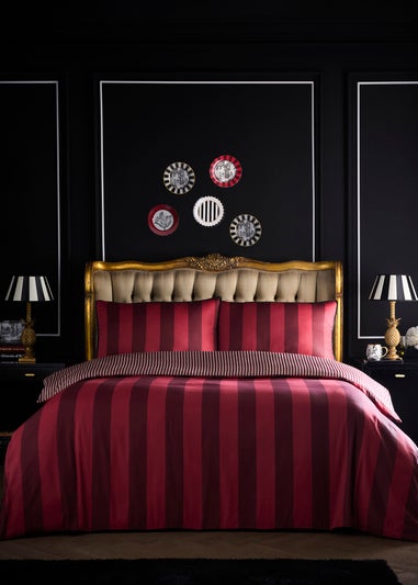 Laurence Llewelyn-Bowen Festivo Circus Stripe Red Duvet Cover Set