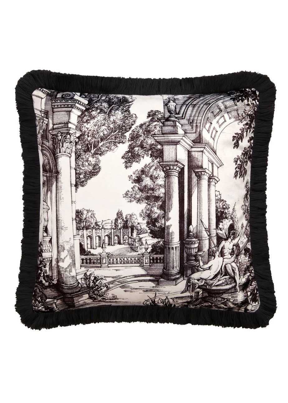 Laurence Llewelyn-Bowen Vista Velvet Black/White Filled Cushion