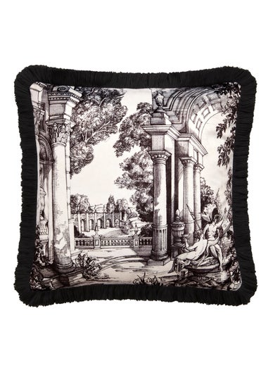 Laurence Llewelyn-Bowen Vista Velvet Black/White Filled Cushion