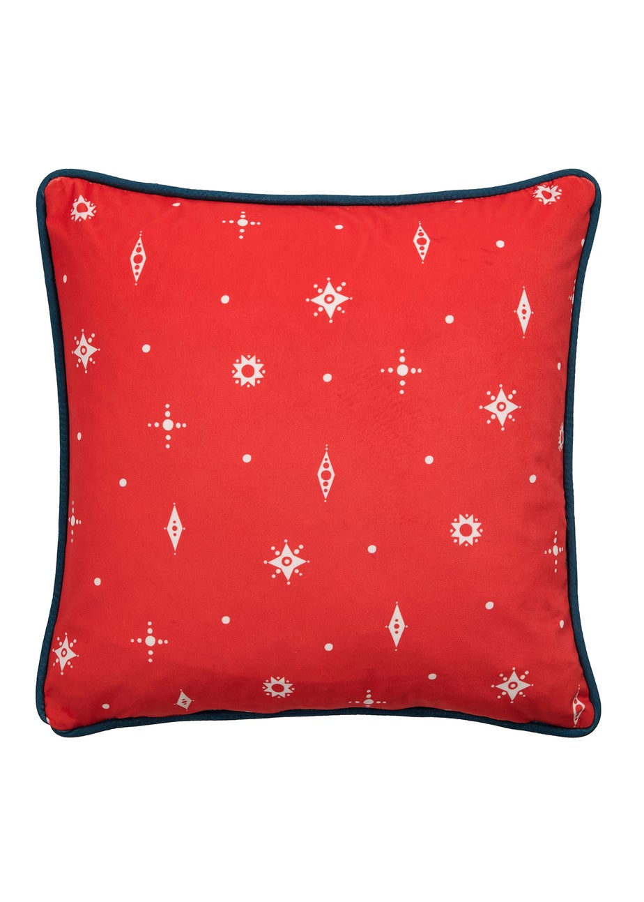 Fusion Merry Christmas Deer Velvet Green Filled Cushion