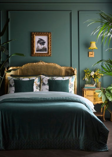 Laurence Llewelyn-Bowen Siena Velvet Bottle Green Bedspread