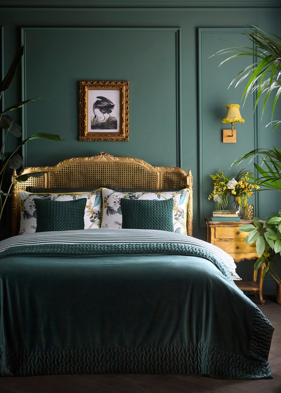 Laurence Llewelyn-Bowen Siena Velvet Bottle Green Bedspread
