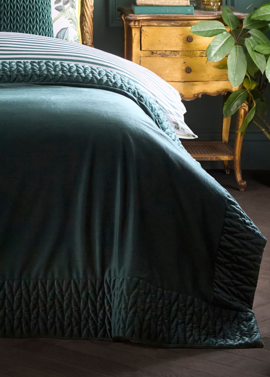 Laurence Llewelyn-Bowen Siena Velvet Bottle Green Bedspread