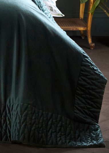Laurence Llewelyn-Bowen Siena Velvet Bottle Green Bedspread