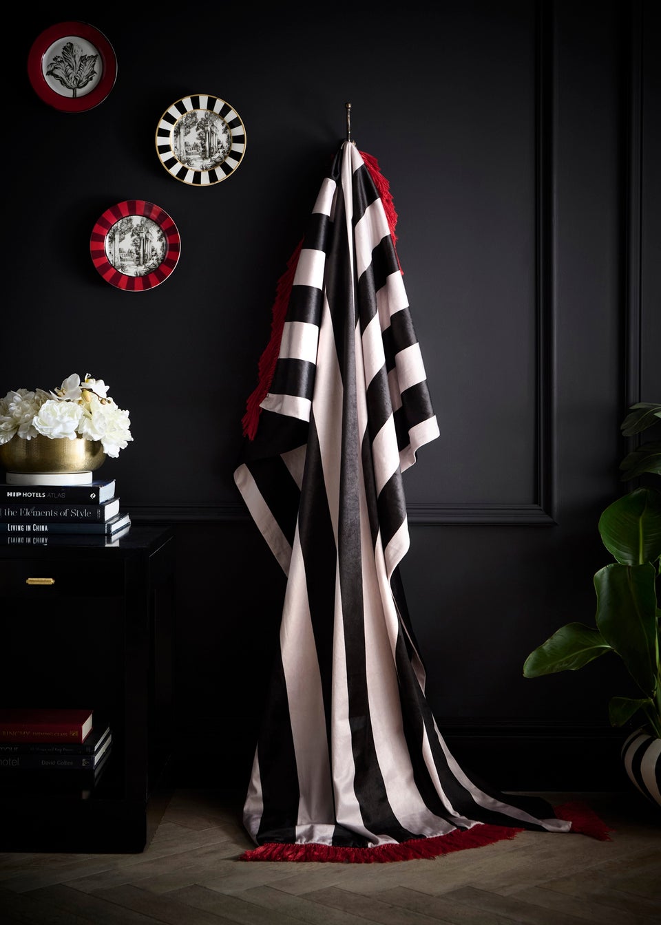 Laurence Llewelyn-Bowen Festivo Stripe Velvet Black Throw