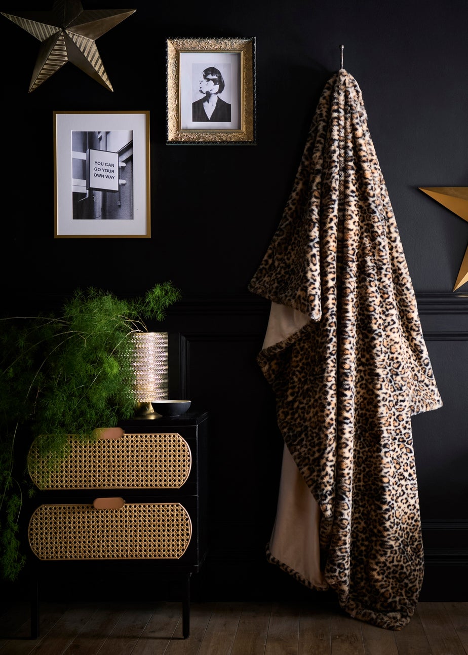 Fusion Leopard Throw Soft Fleece Natural Throw