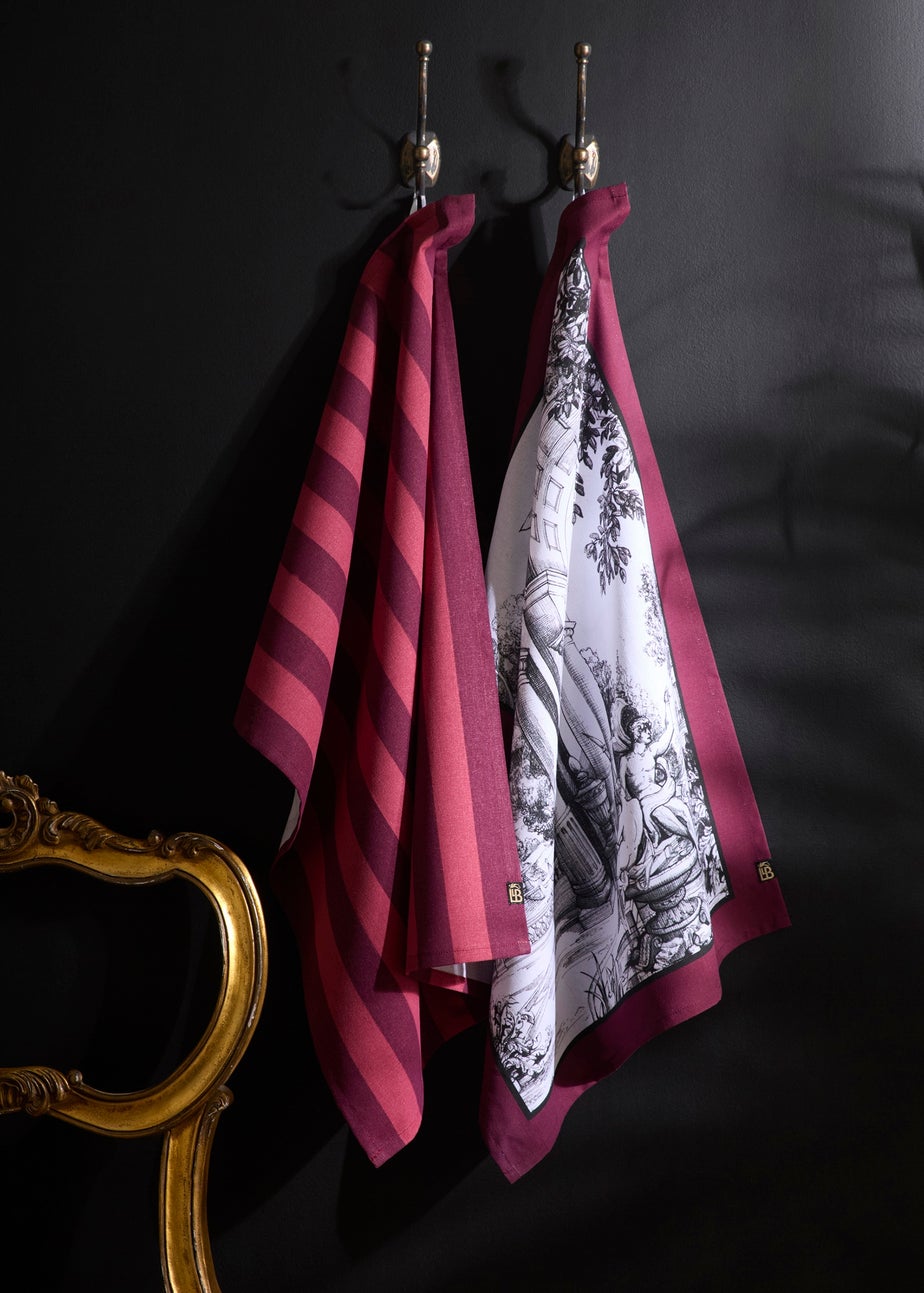 Laurence Llewelyn-Bowen Festivo Red Tea Towel - Cotton - 2 Pack