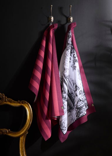Laurence Llewelyn-Bowen Festivo Red Tea Towel - Cotton - 2 Pack