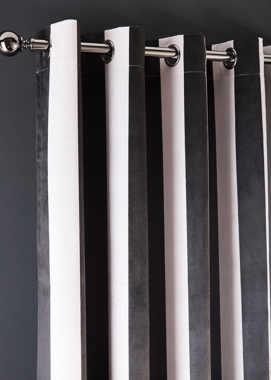 Laurence Llewelyn-Bowen Festivo Stripe Black Eyelet Curtains