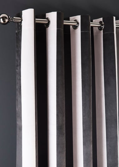 Laurence Llewelyn-Bowen Festivo Stripe Black Eyelet Curtains