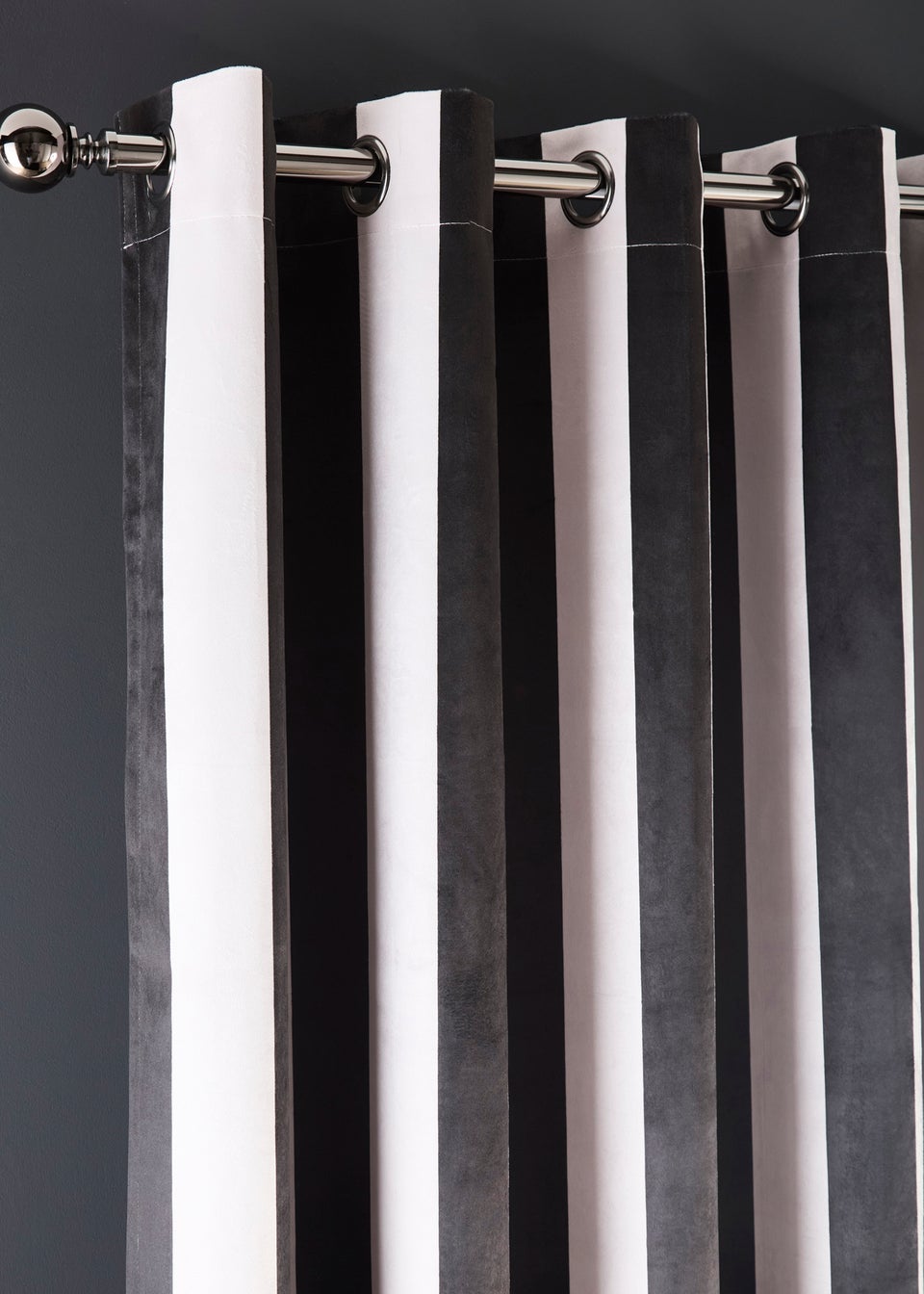 Laurence Llewelyn-Bowen Festivo Stripe Black Eyelet Curtains