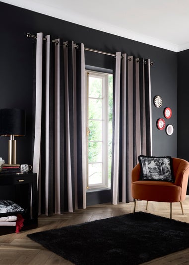 Laurence Llewelyn-Bowen Festivo Stripe Black Eyelet Curtains