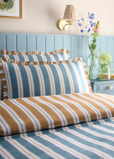 Appletree Eloise Stripe Tasselled Teal Duvet Cover Set