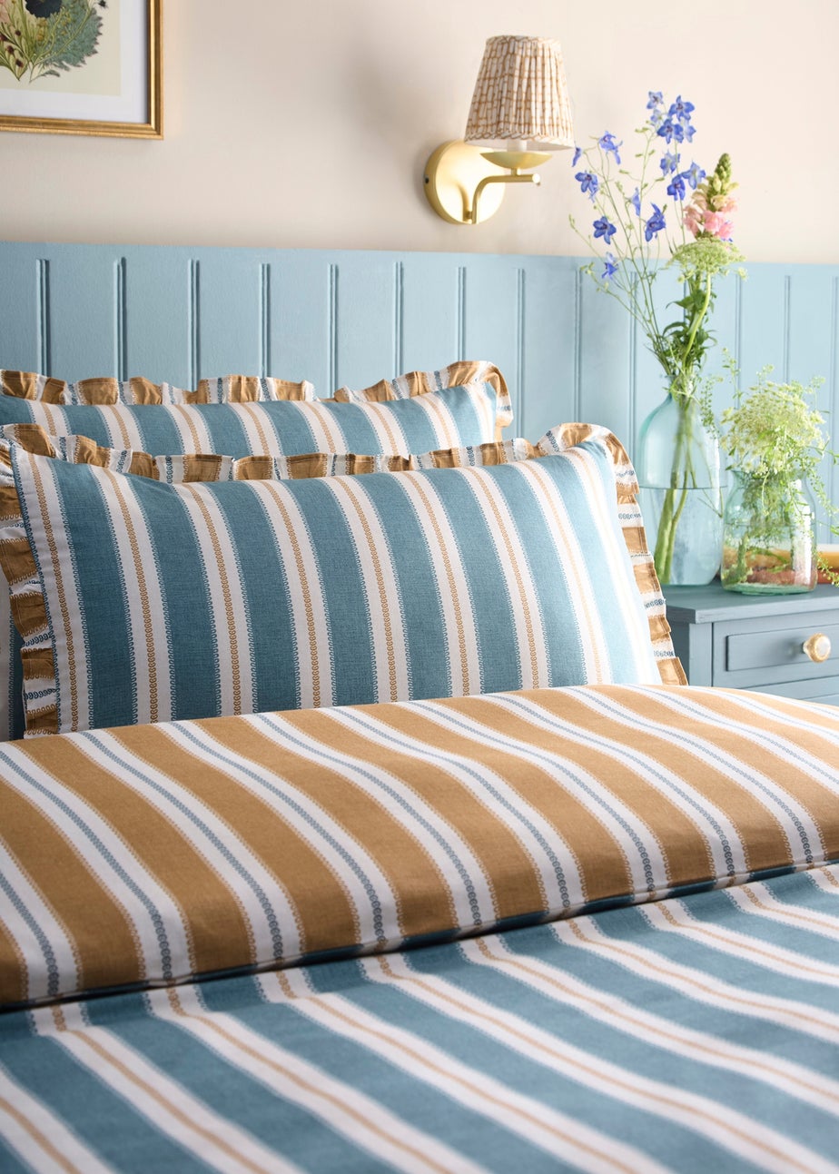 Appletree Eloise Stripe Tasselled Teal Duvet Cover Set