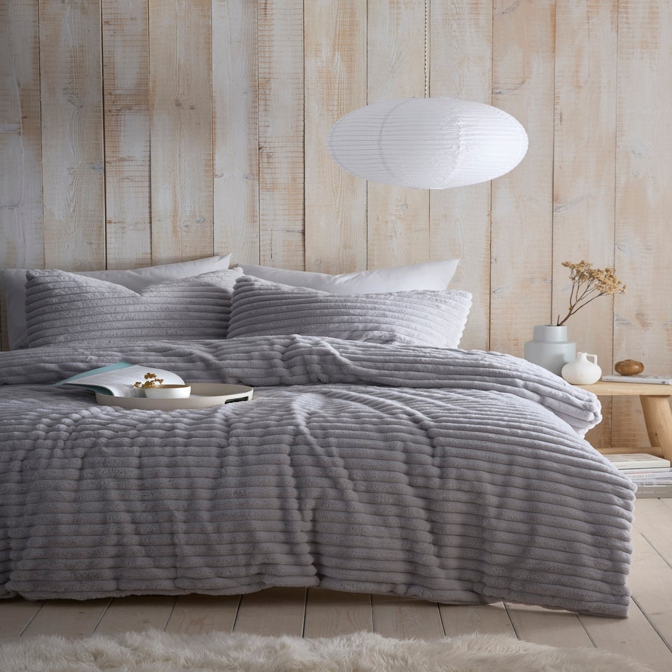 Appletree Morritz Soft Faux Fur Grey Duvet Cover Set