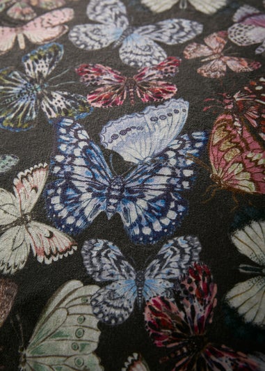 Soiree Papillon Velvet Charcoal Duvet Cover Set