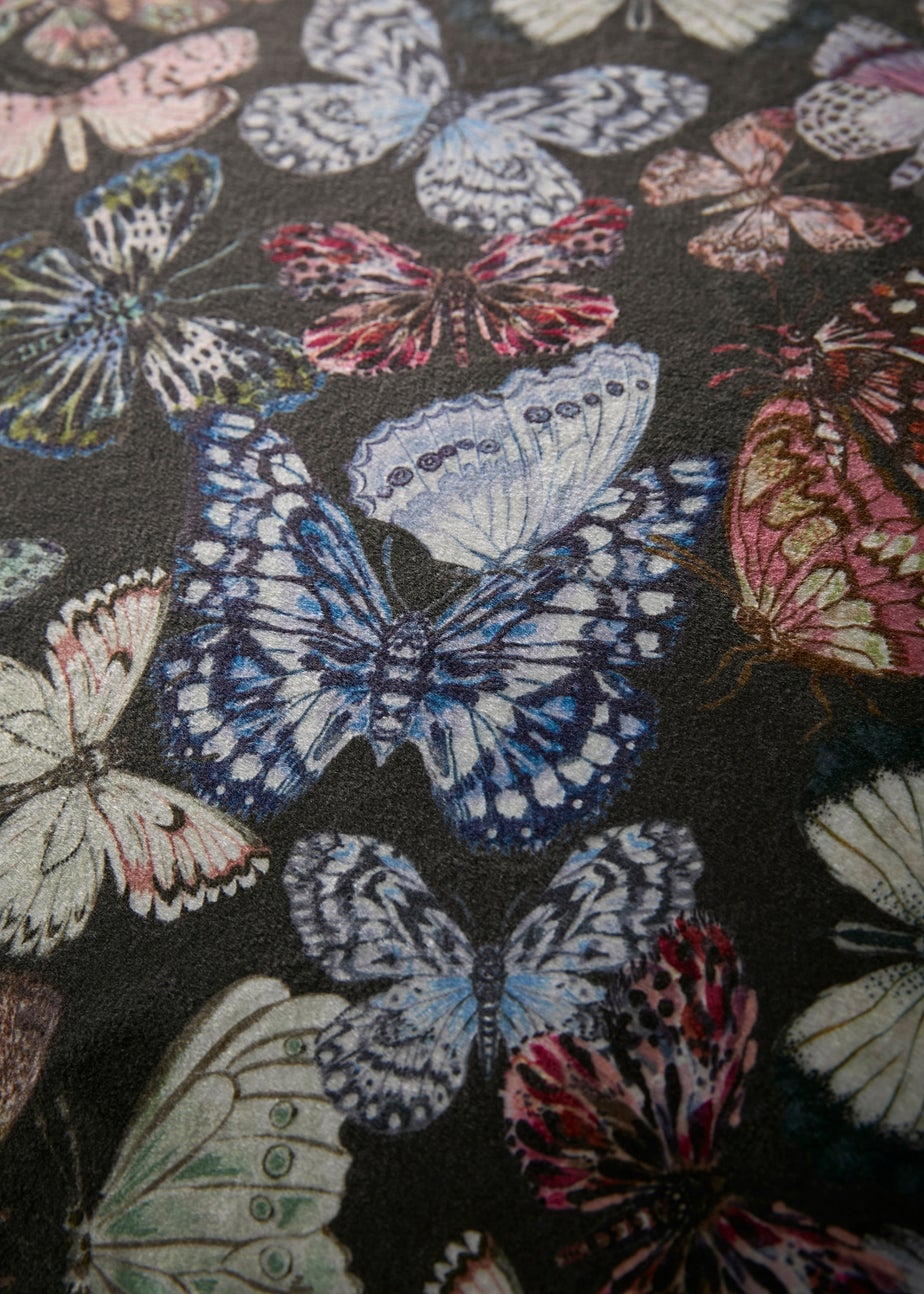 Soiree Papillon Velvet Charcoal Duvet Cover Set