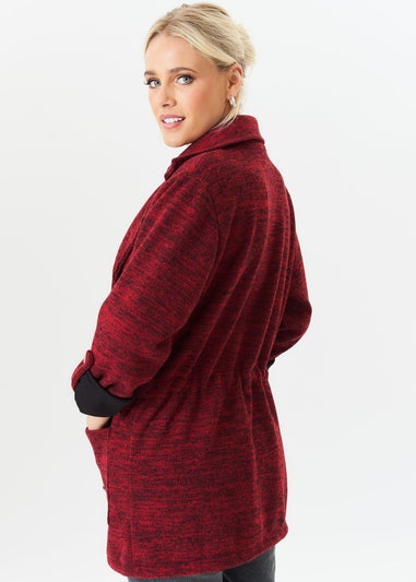 Gini London Burgundy Adjustable Waist Roll Up Sleeves Jacket