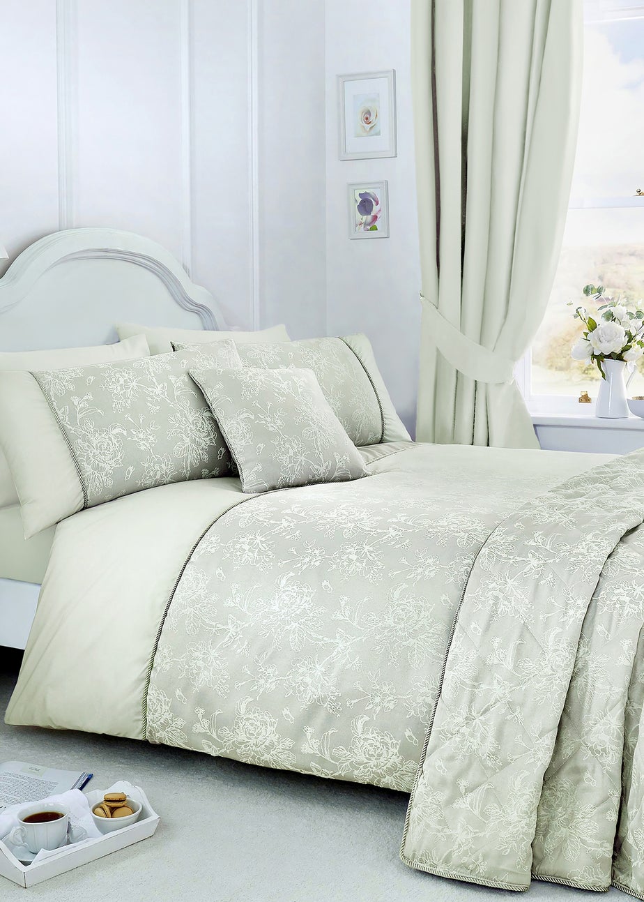 Dreams & Drapes Jasmine Piped Trim Green Filled Cushion