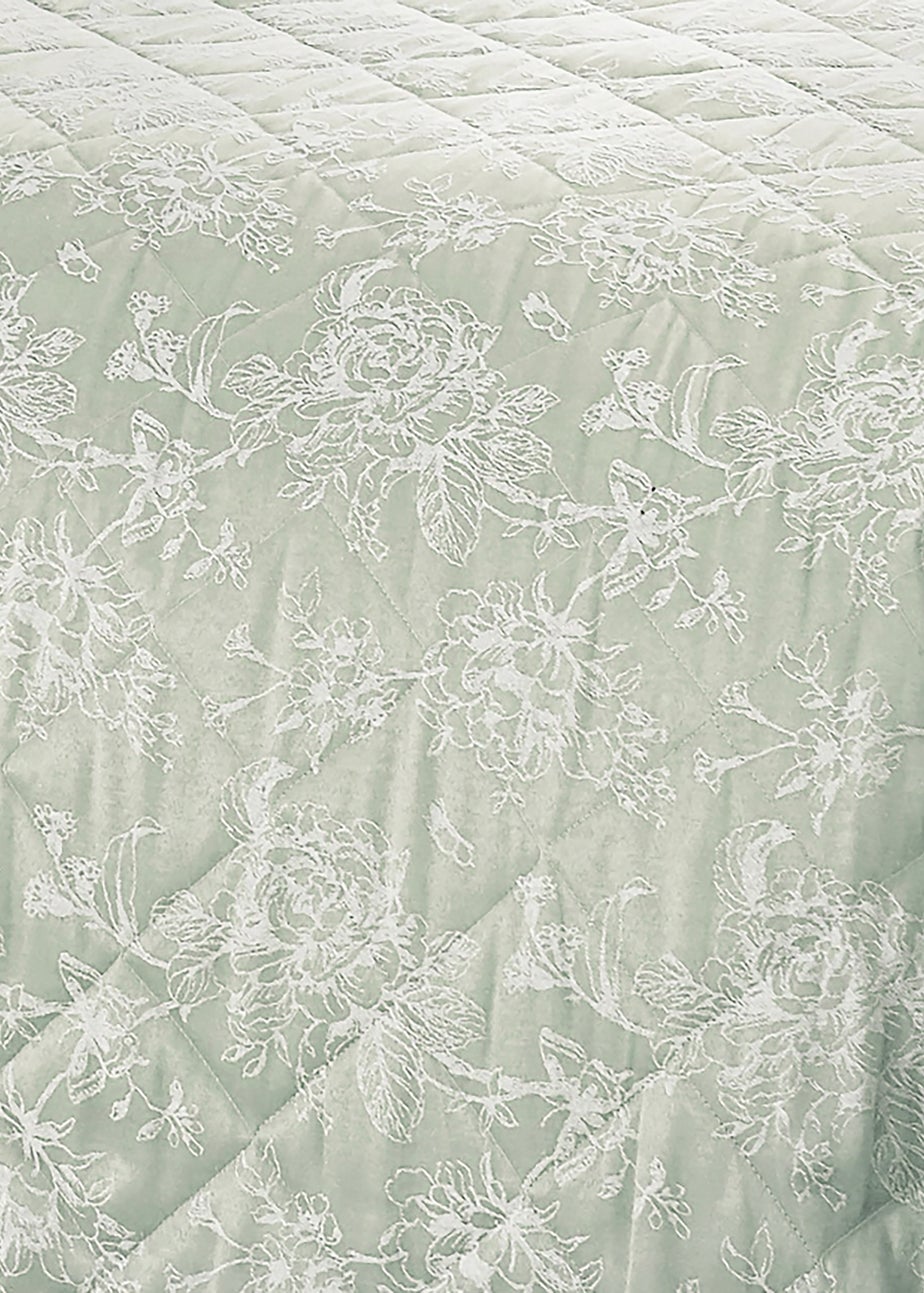 Dreams & Drapes Jasmine Quilted Green Bedspread