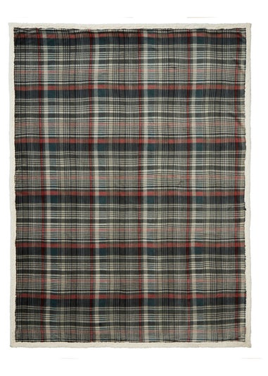 Dreams & Drapes Bennet Check Soft Fleece Green Throw