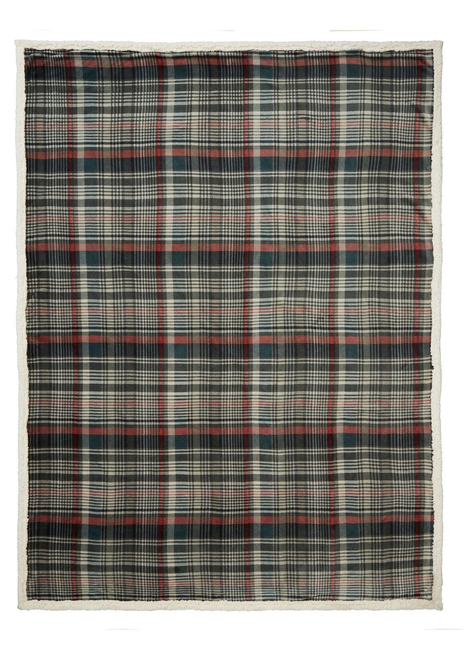 Dreams & Drapes Bennet Check Soft Fleece Green Throw